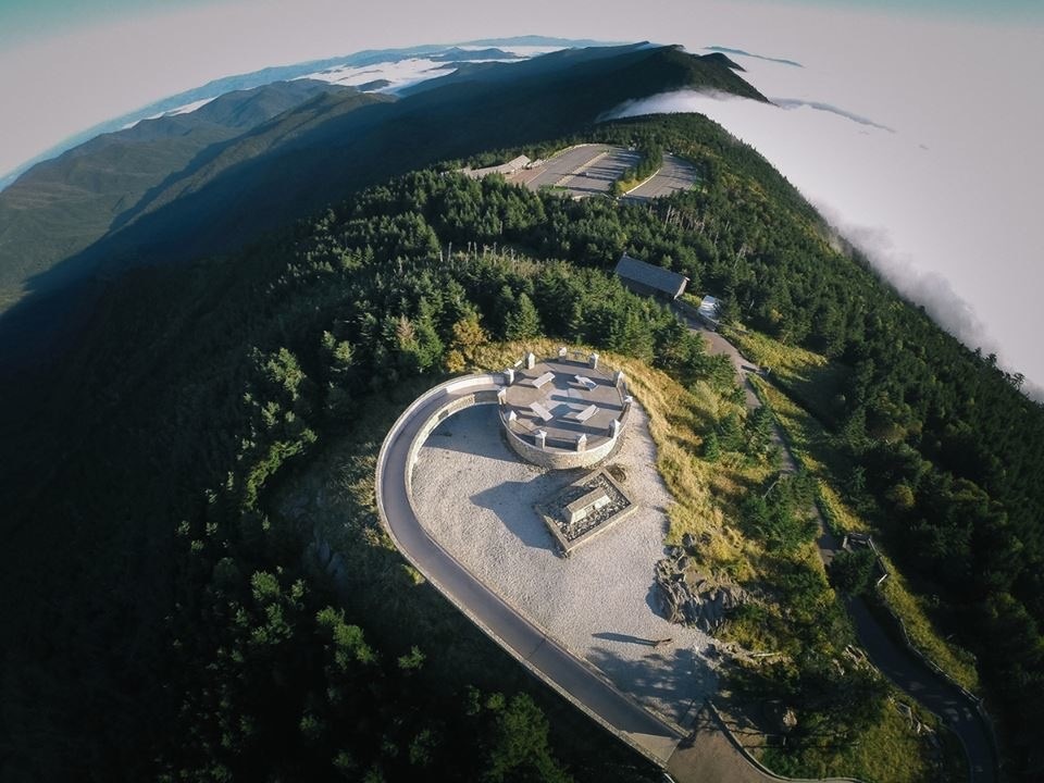 Aerial view of Mount Mitchell summit